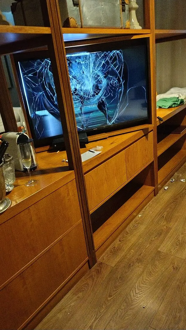 The first pictures of Liam Payne¿s trashed Buenos Aries hotel room have been published by Argentinian press showing a smashed TV screen