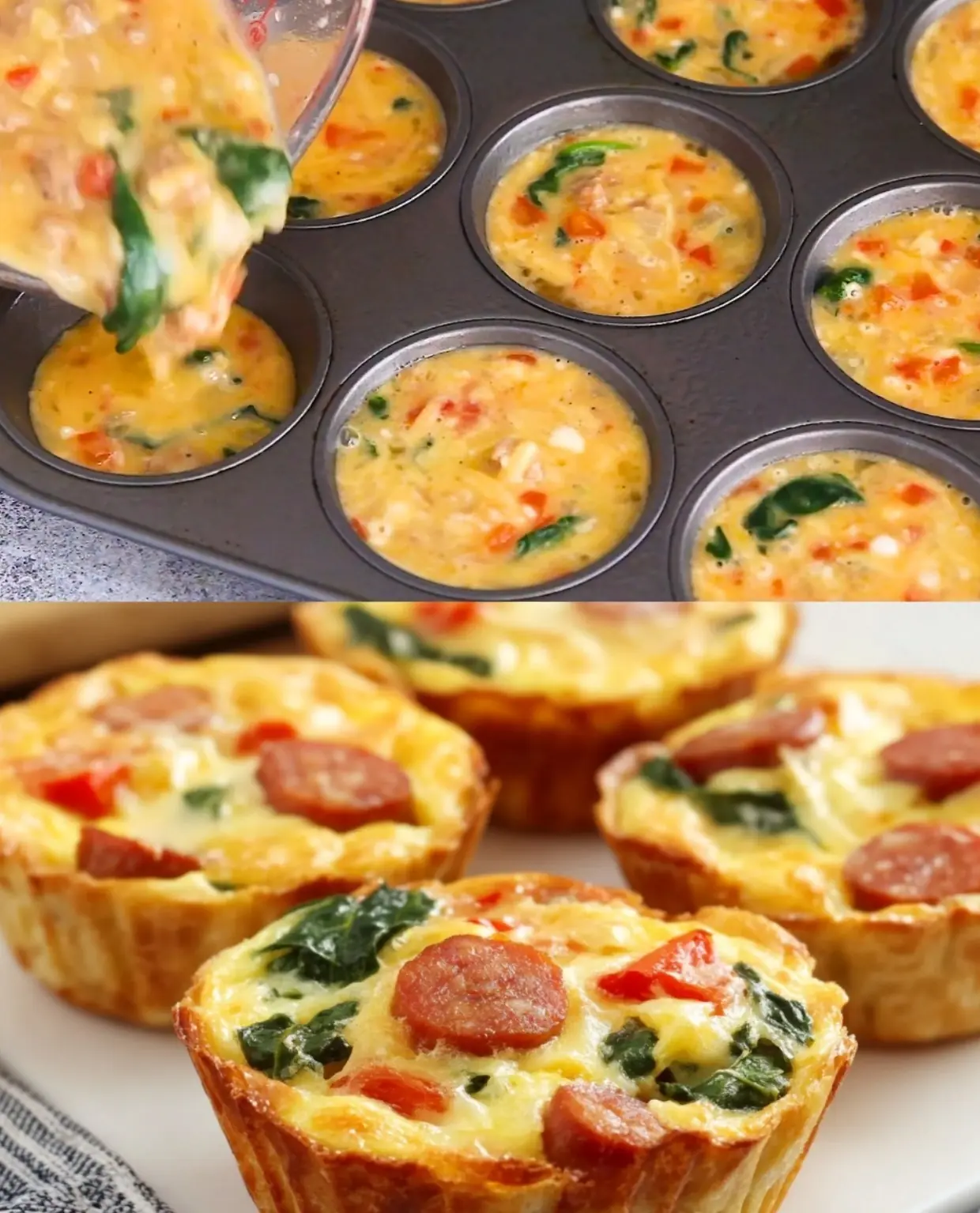 Mini Quiche Recipe -Sausage, Spinach, and Bell Pepper Mini Quiches