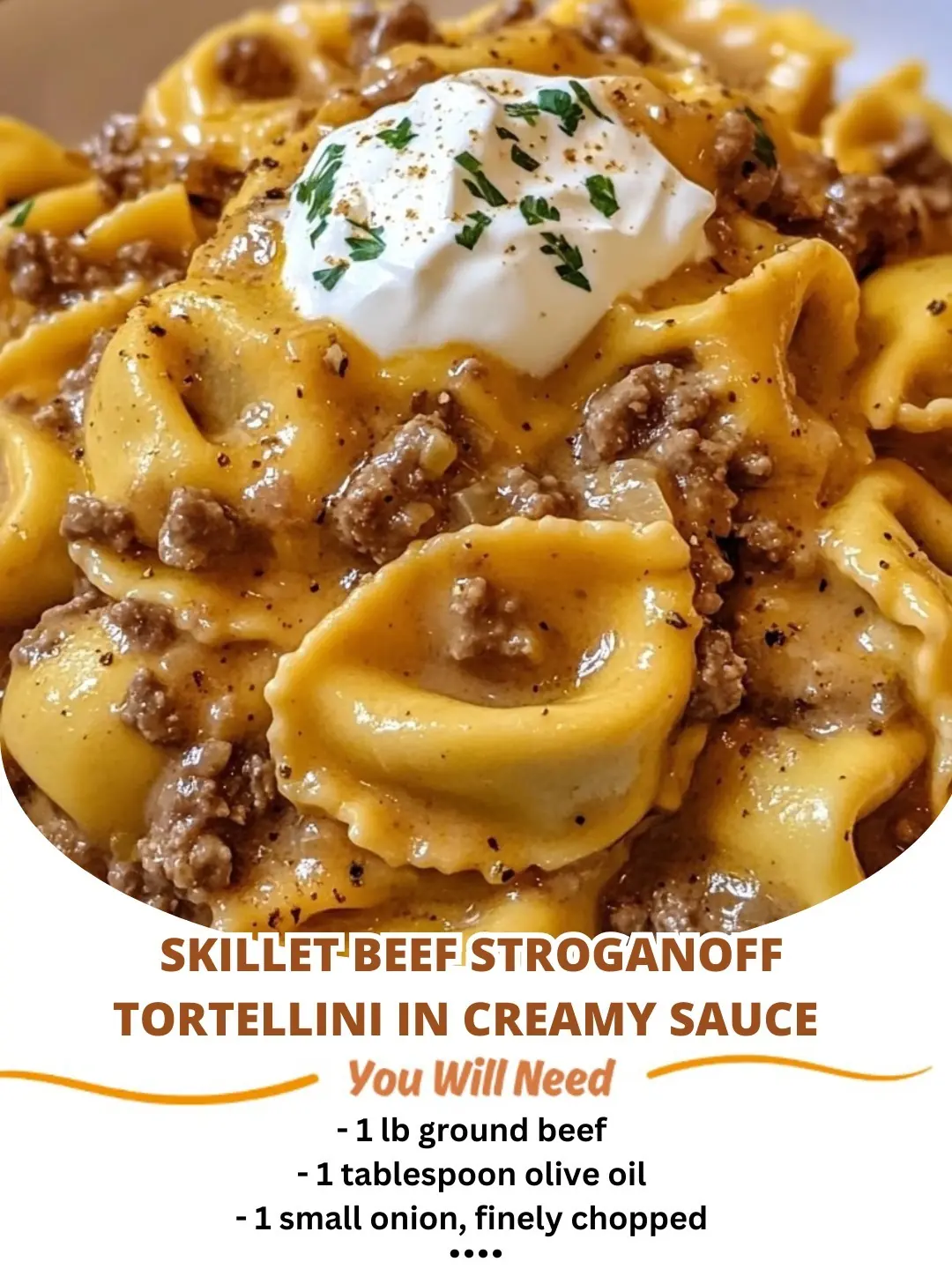 Skillet Beef Stroganoff Tortellini in Creamy Sauce 🍝🍖🧄🌿