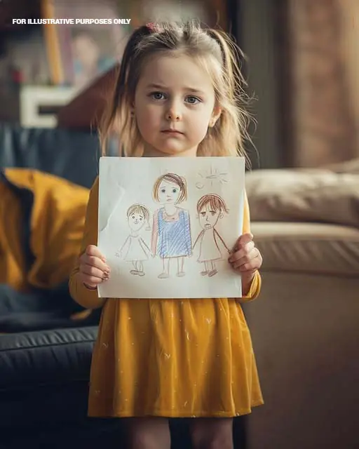 When I discovered why my 5-year-old daughter started drawing our family without her dad, I was speechless.