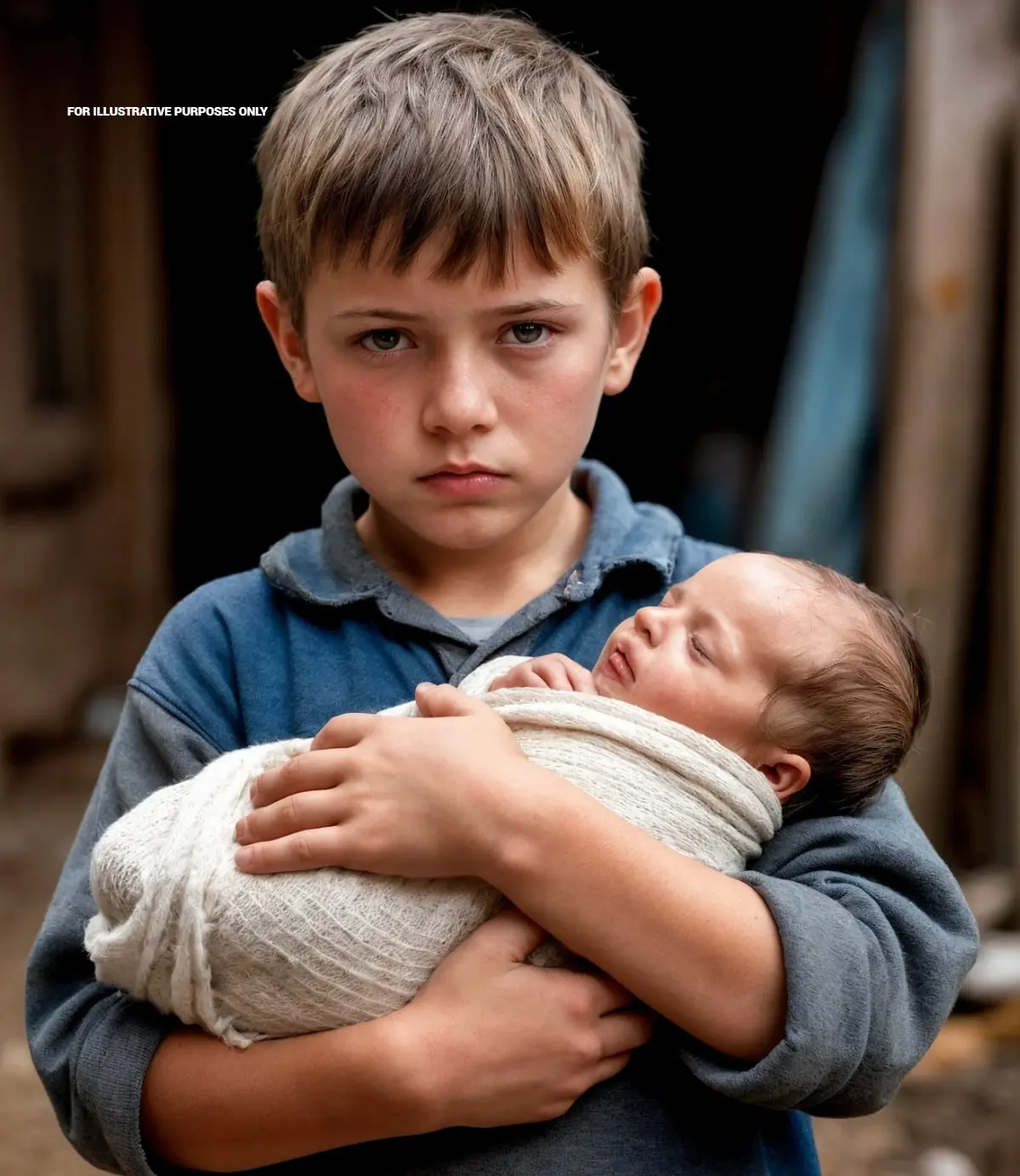 Uncle, please take my little sister — she hasn’t eaten for a long time —” he suddenly turned around and froze in astonishment