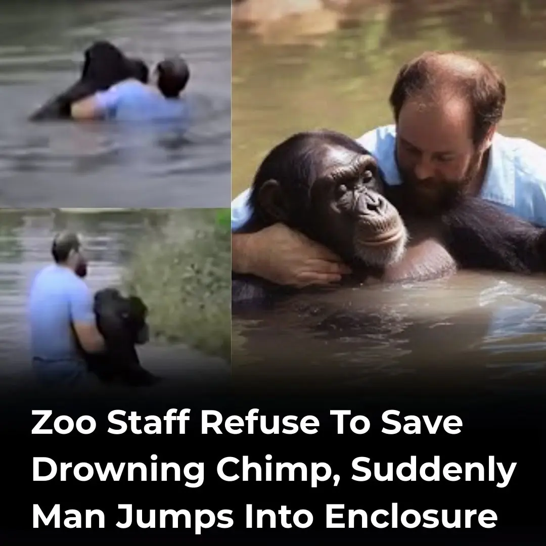 Truck driver jumped into forbidden zoo enclosure to rescue a drowning Chimp when no one else would