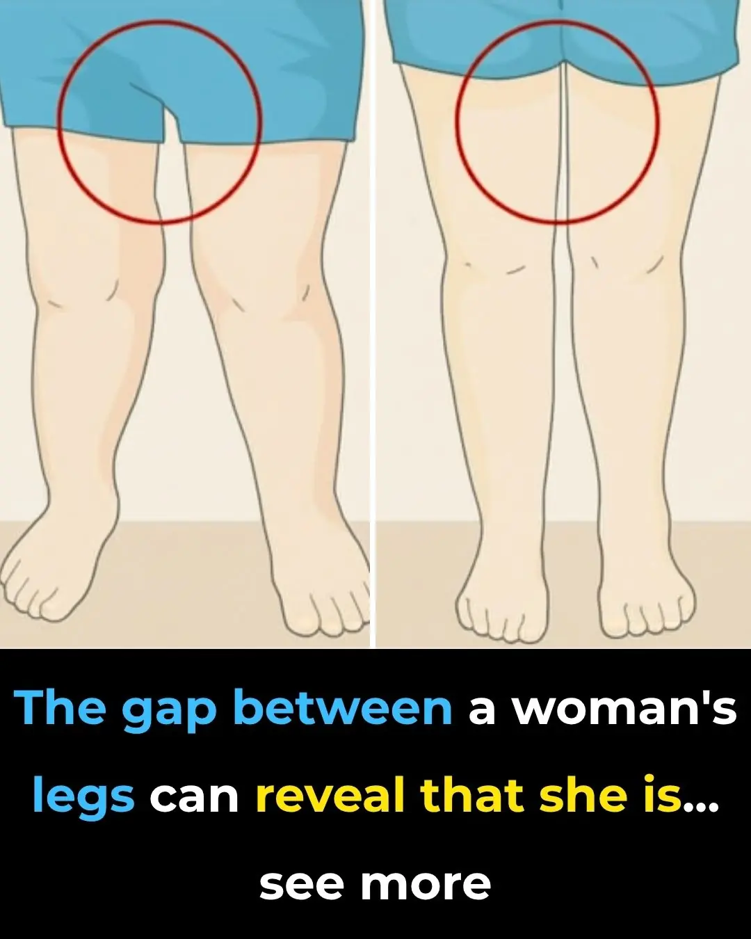 The gap between a woman’s legs can reveal that she is…
