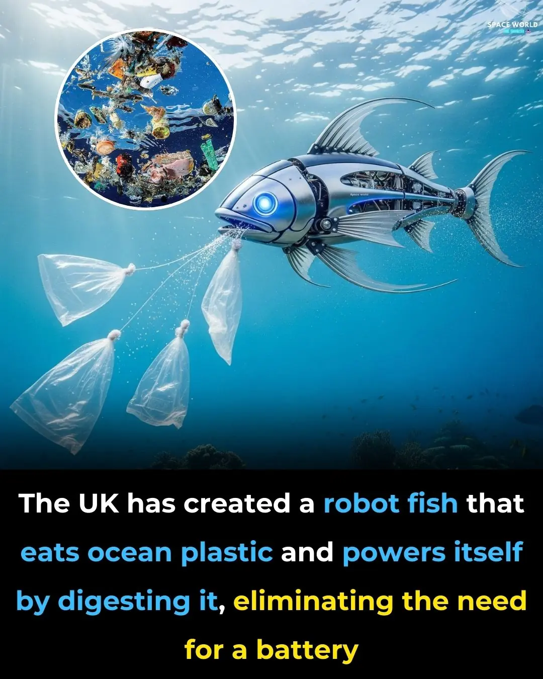 The UK Has Created a Robot Fish That Eats Ocean Plastic and Powers Itself by Digesting It, Eliminating the Need for a Battery