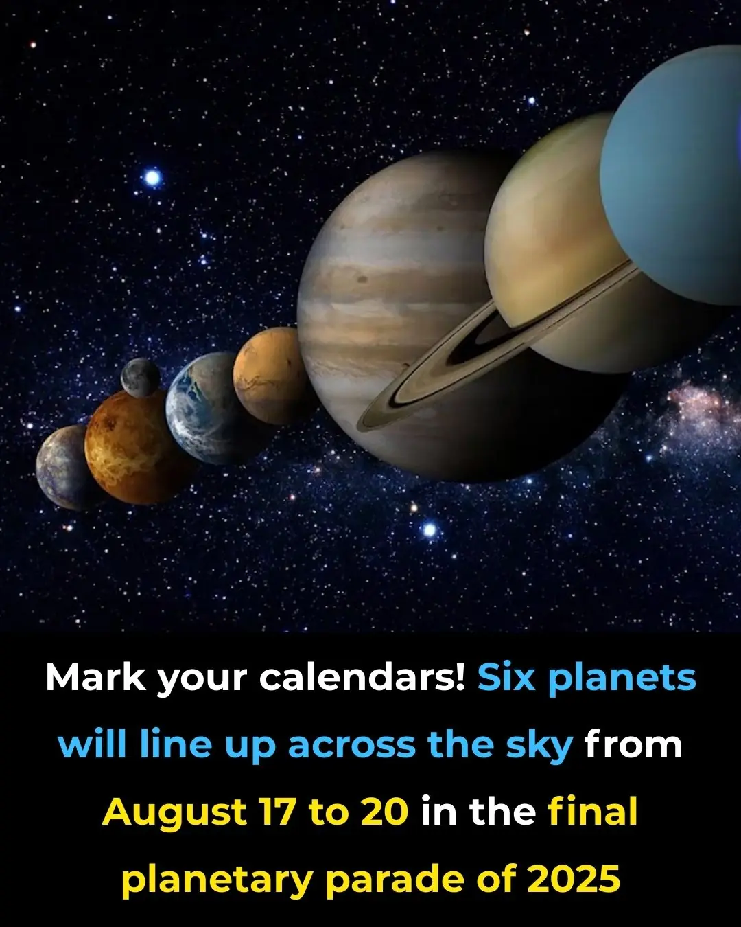 Six planets will line up across the sky from August 17 to 20 in the ...
