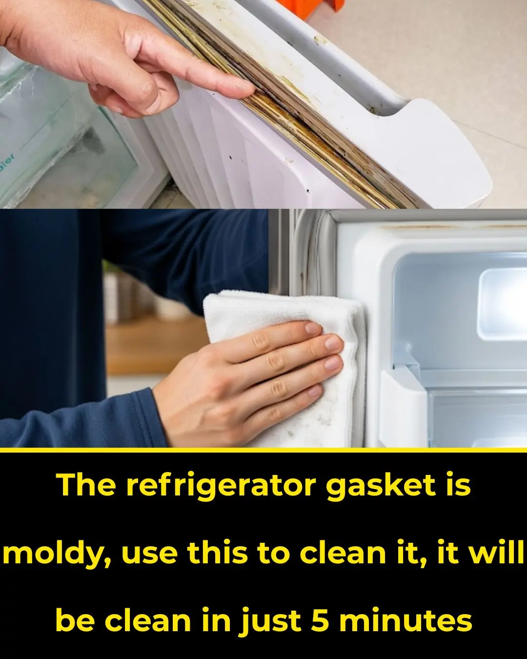 The refrigerator gasket is moldy, use this to clean it, it will be clean in just 5 minutes