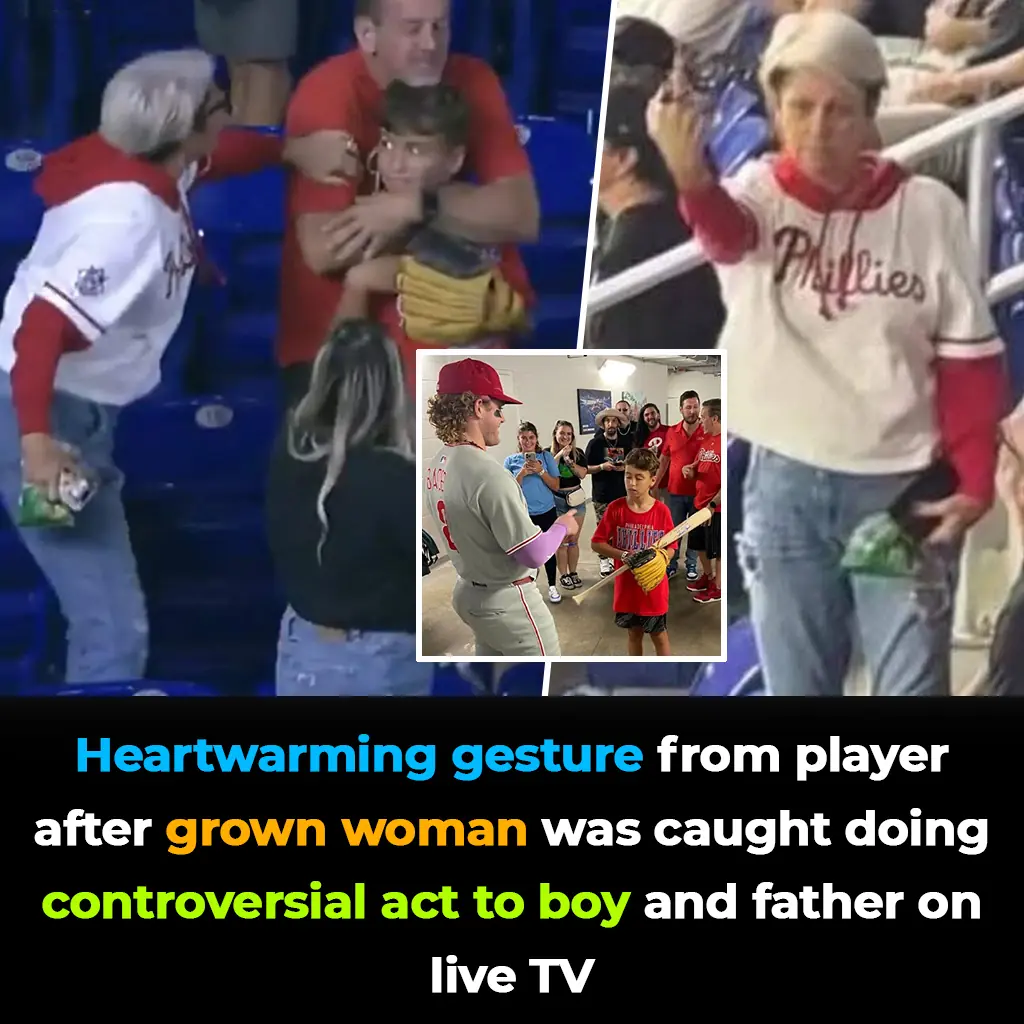 Heartwarming gesture from player after grown woman was caught doing controversial act to boy and father on live TV
