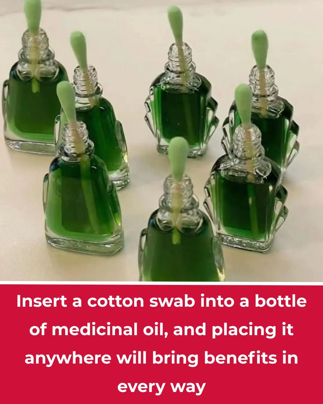Swabe Insert a cotton swab into a bottle of medicinal oil, and placing it ...