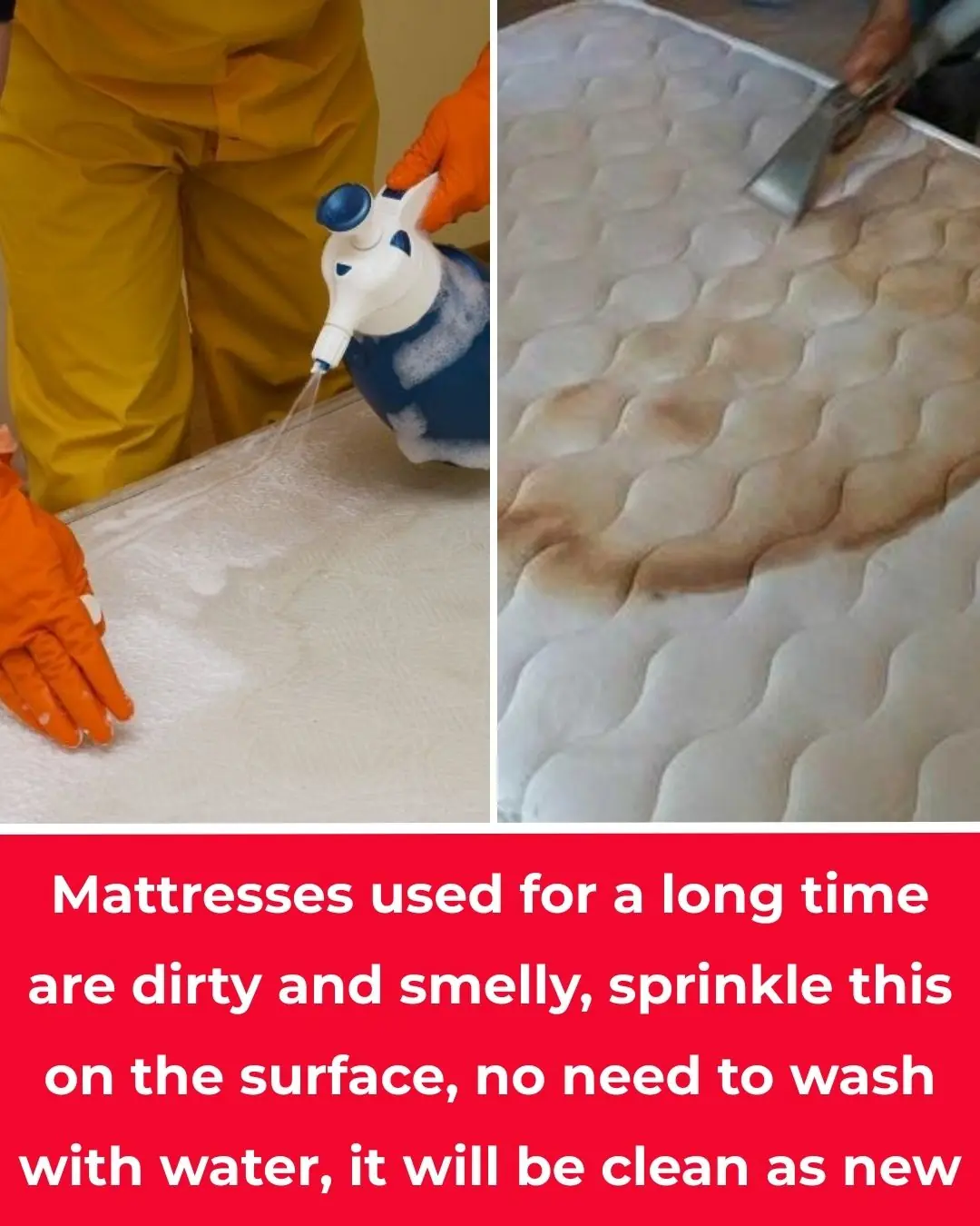 Mattresses used for a long time are dirty and smelly, sprinkle this on the surface, no need to wash with water, it will be clean as new