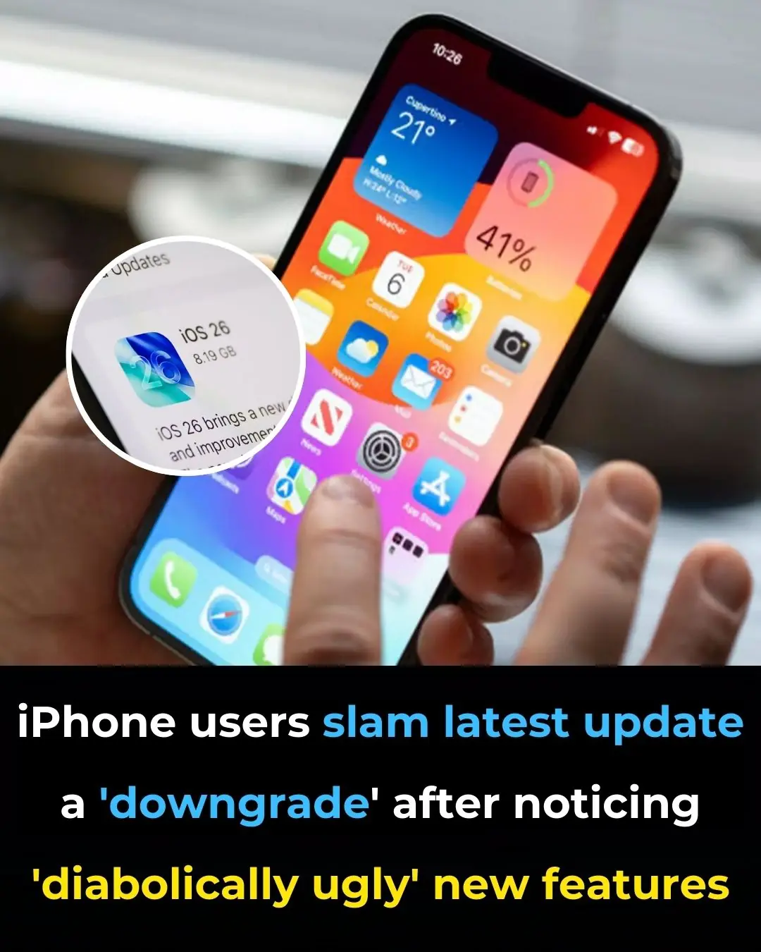 iPhone users slam latest update a 'downgrade' after noticing 'diabolically ugly' new features