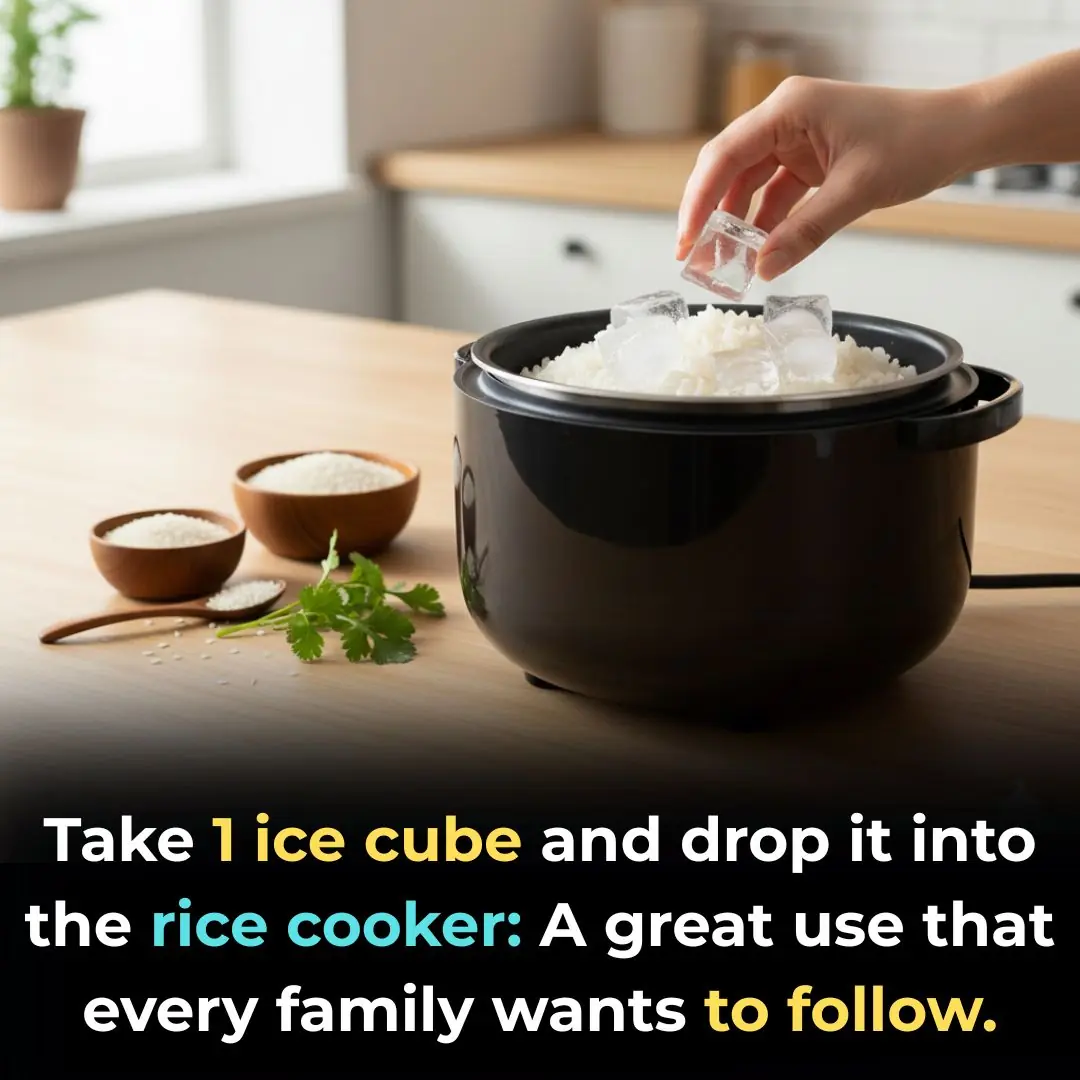 Take 1 ice cube and drop it into the rice cooker: A great use that every family wants to follow.