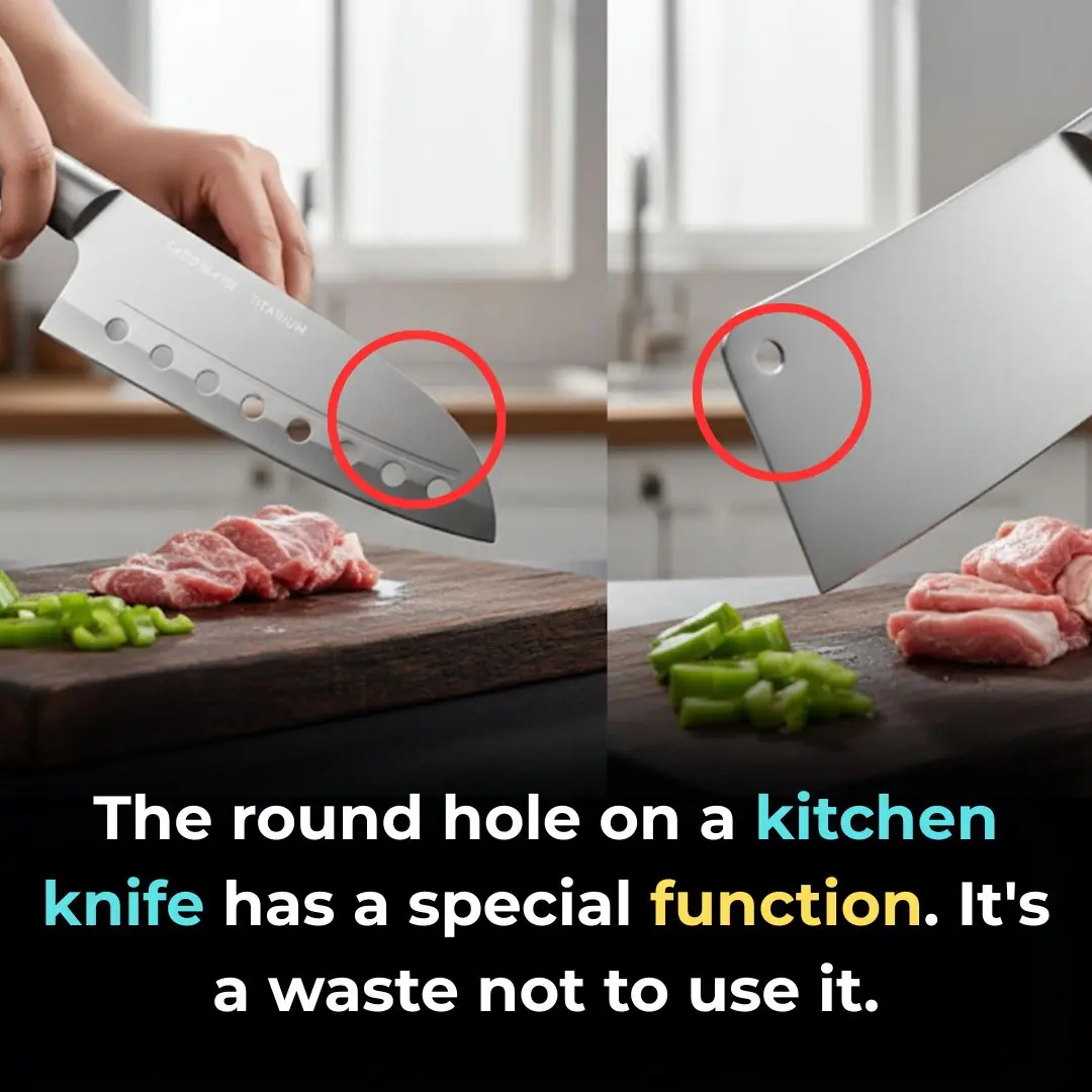 The round hole on a kitchen knife has a special function. It's a waste not to use it.