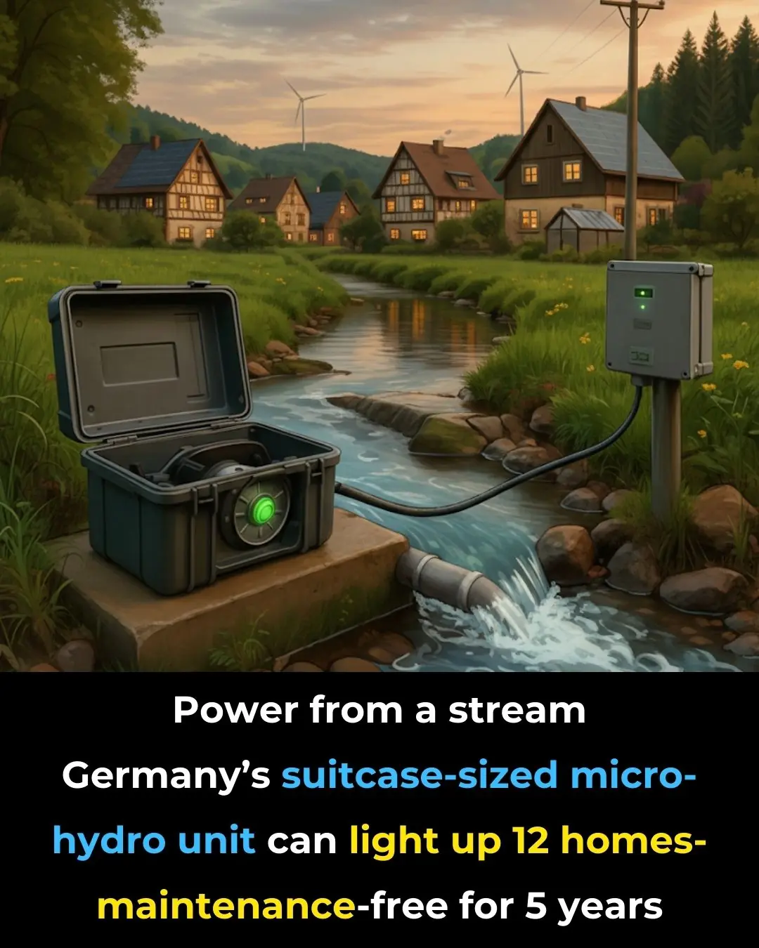 Germany’s Suitcase-Sized Turbine Powers 12 Homes from a Small Stream