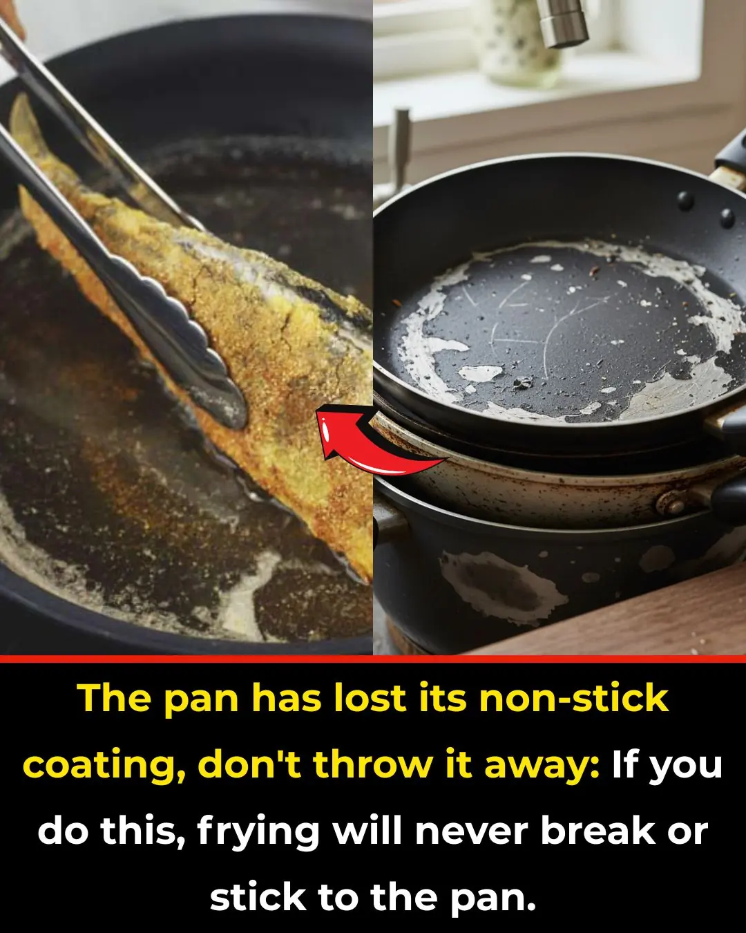The pan has lost its non-stick coating, don't throw it away: If you do this, frying will never break or stick to the pan.