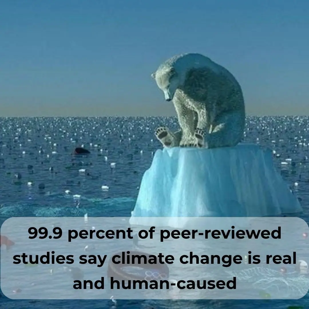 Over 99% of peer-reviewed studies confirm climate change is real and driven by humans