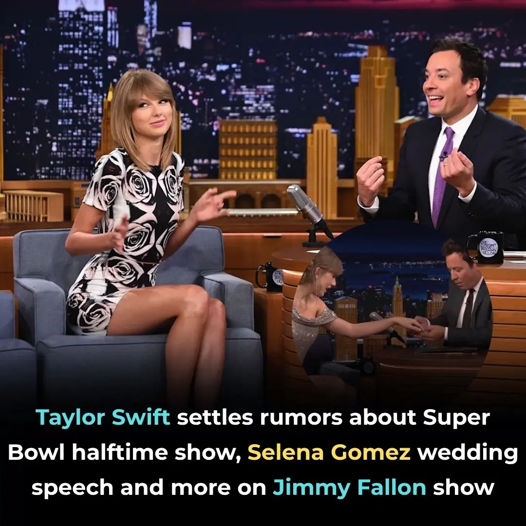 Taylor Swift settles rumors about Super Bowl halftime show, Selena Gomez wedding speech and more on Jimmy Fallon show
