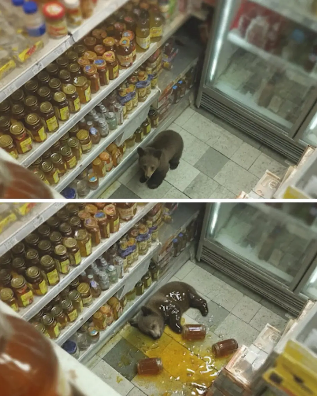 The Honey Heist: Bear Cub Breaks Into Store and Naps After Feast