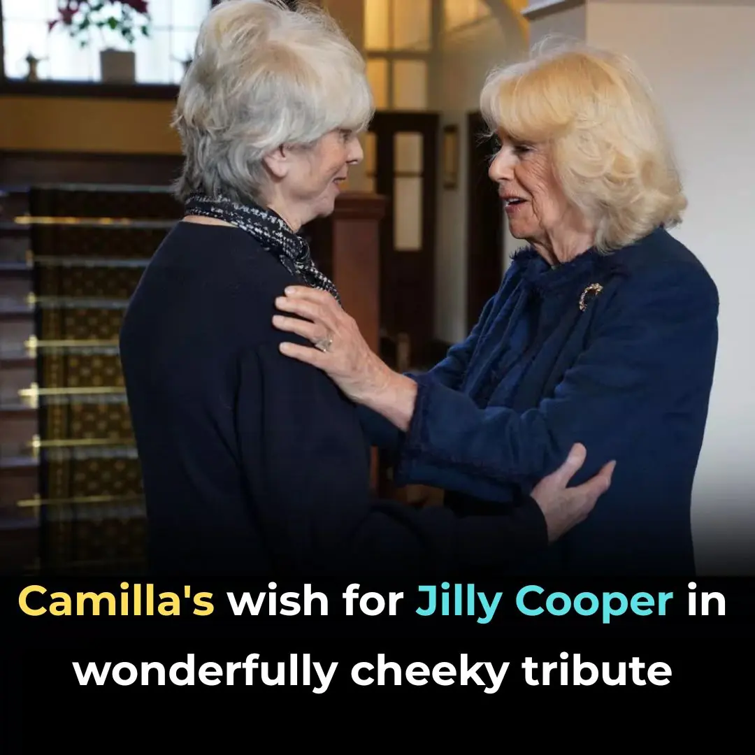 Queen Camilla's cheeky tribute to Jilly Cooper wishing her 'impossibly handsome men' in hereafter
