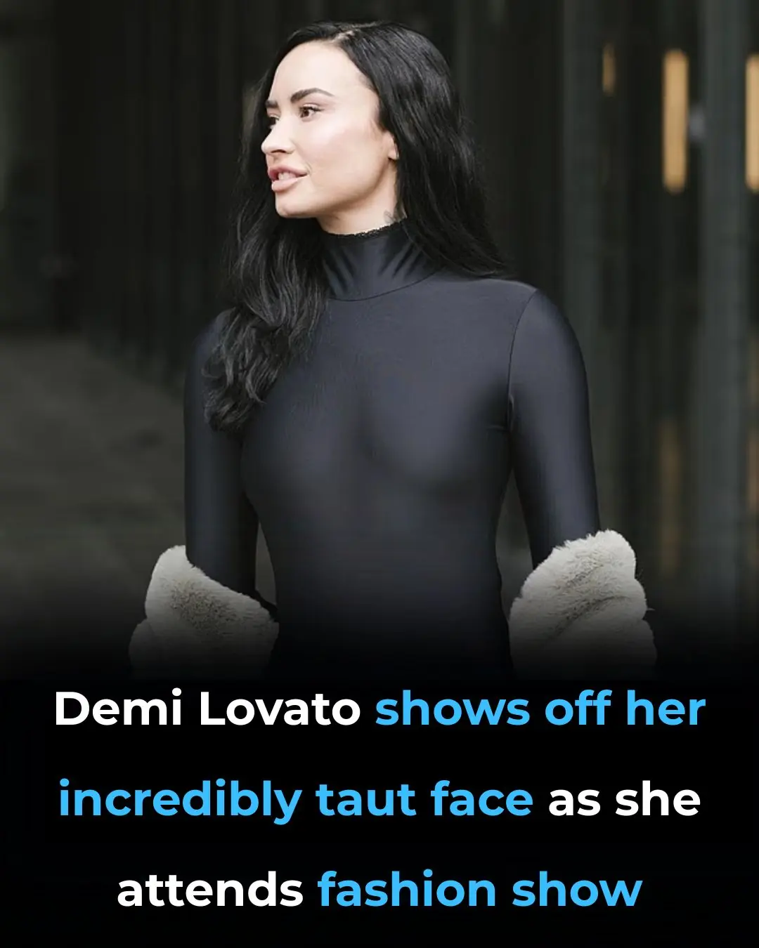 Demi Lovato shows off her incredibly taut face as she wears a daring skin tight bodysuit at Coperni show during Paris Fashion Week