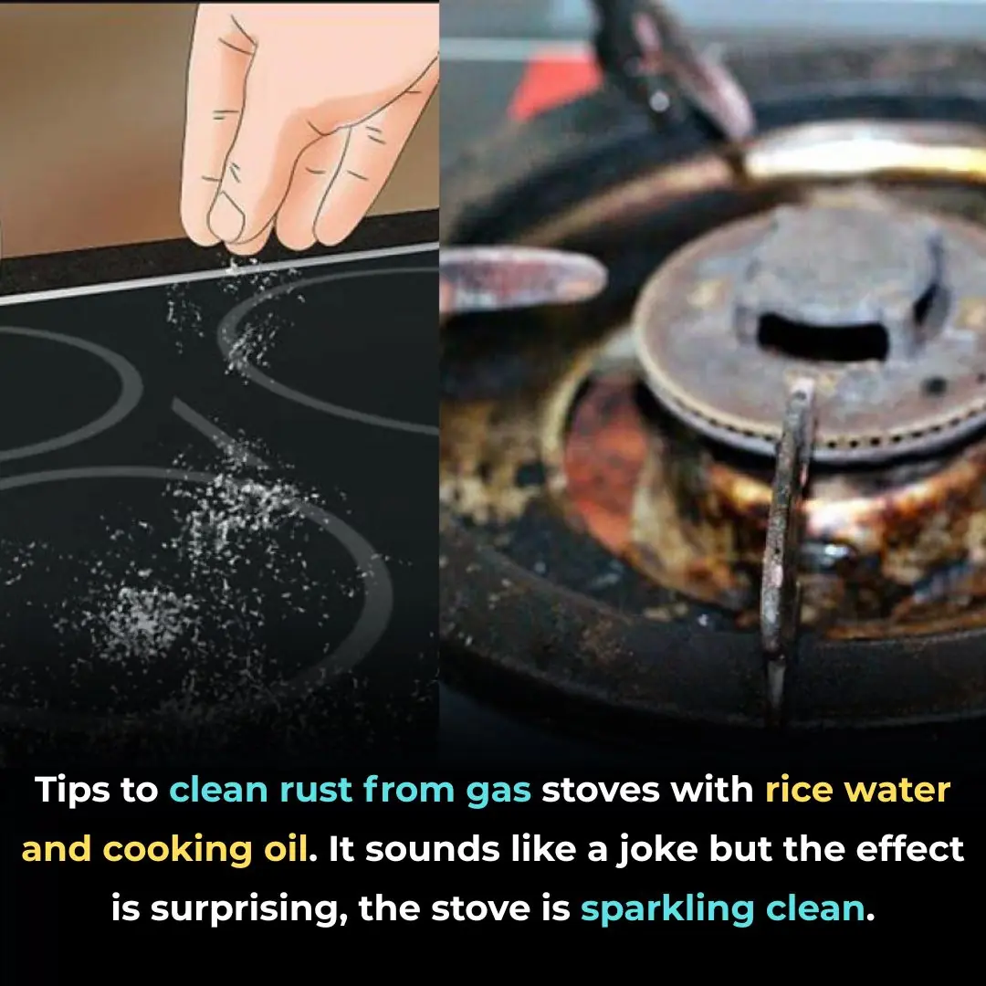 Tips to clean rust from gas stoves with rice water and cooking oil. It sounds like a joke but the effect is surprising, the stove is sparkling clean.