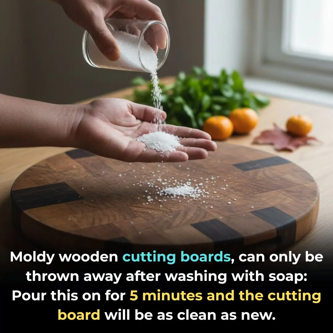 Moldy wooden cutting boards, can only be thrown away after washing with soap: Pour this on for 5 minutes and the cutting board will be as clean as new.