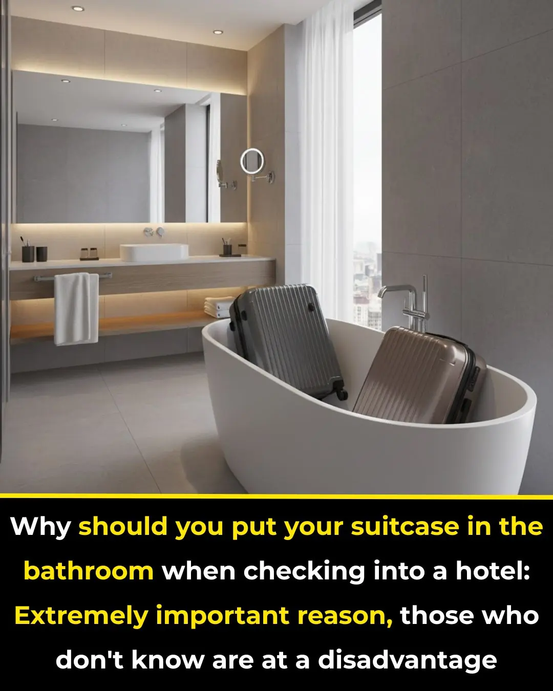 Why should you put your suitcase in the bathroom when checking into a hotel: Extremely important reason, those who don't know are at a disadvantage