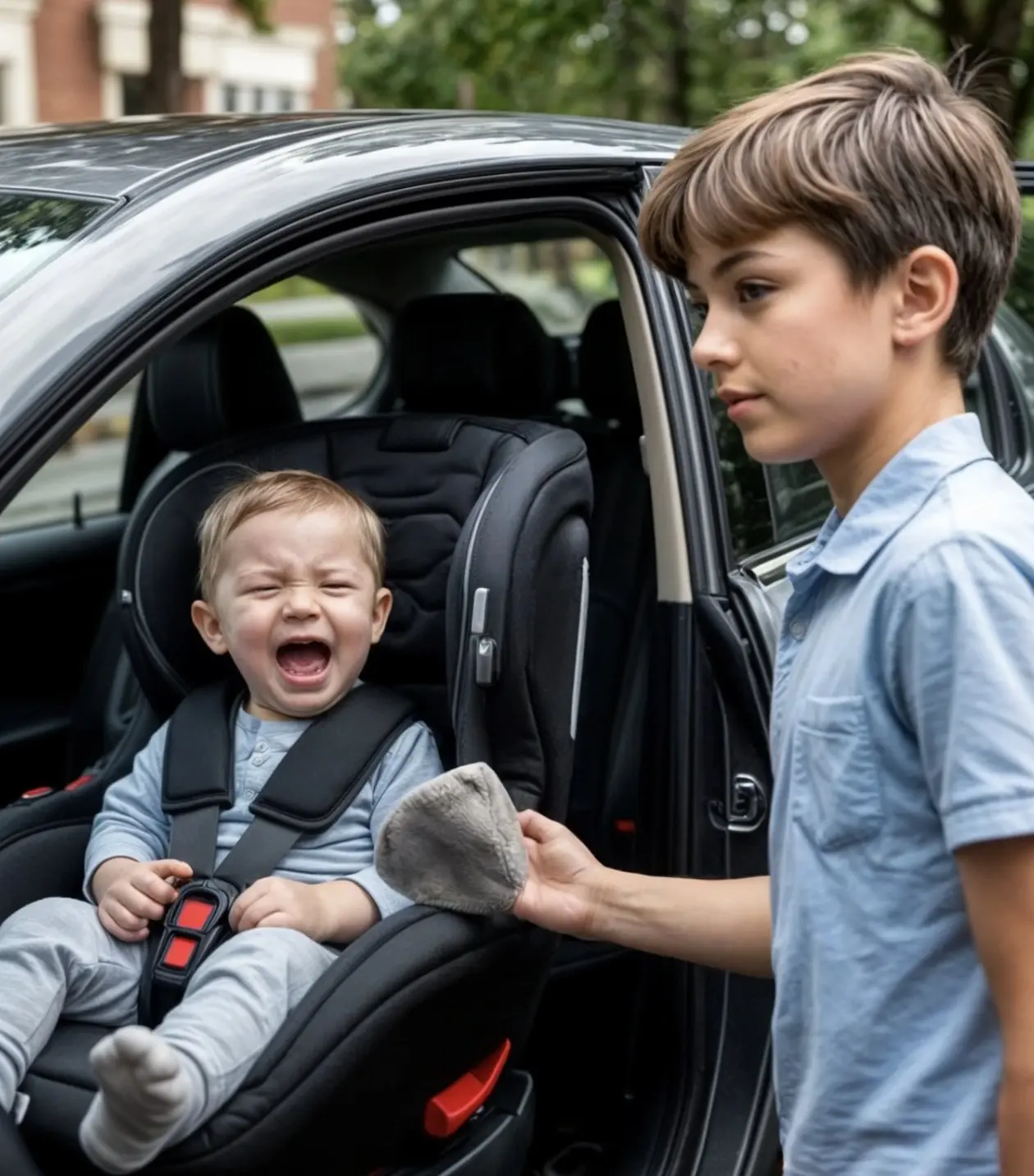 A 16-year-old boy found a small child in a car under the scorching sun. His actions impressed the passersby.
