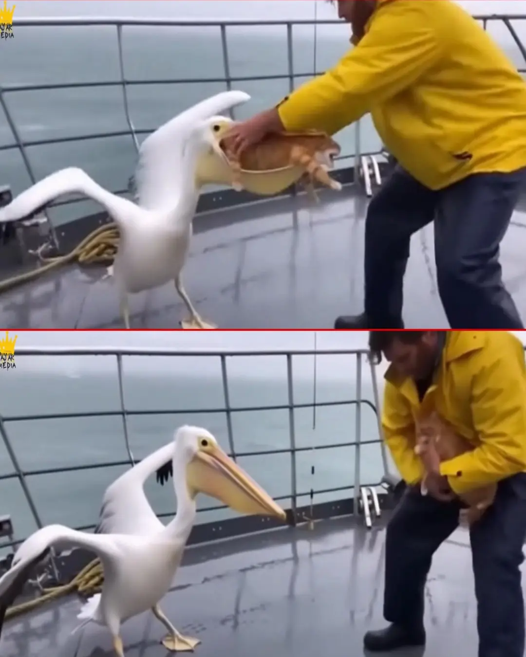The Day the Sea Played a Joke: Fisherman, Cat, and the Pelican That Didn’t Think Twice