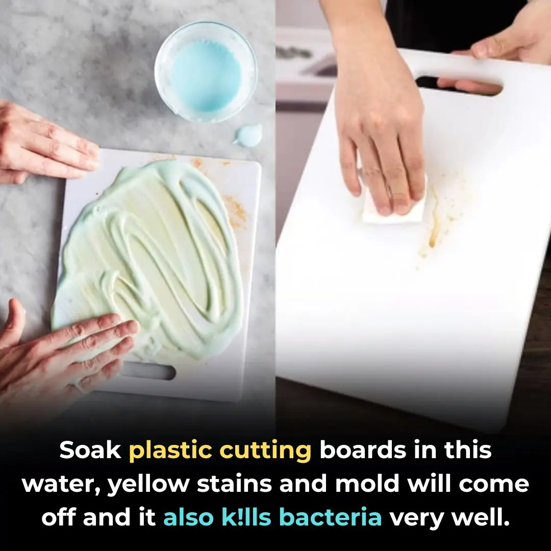 Soak plastic cutting boards in this water, yellow stains and mold will come off and it also kills bacteria very well.