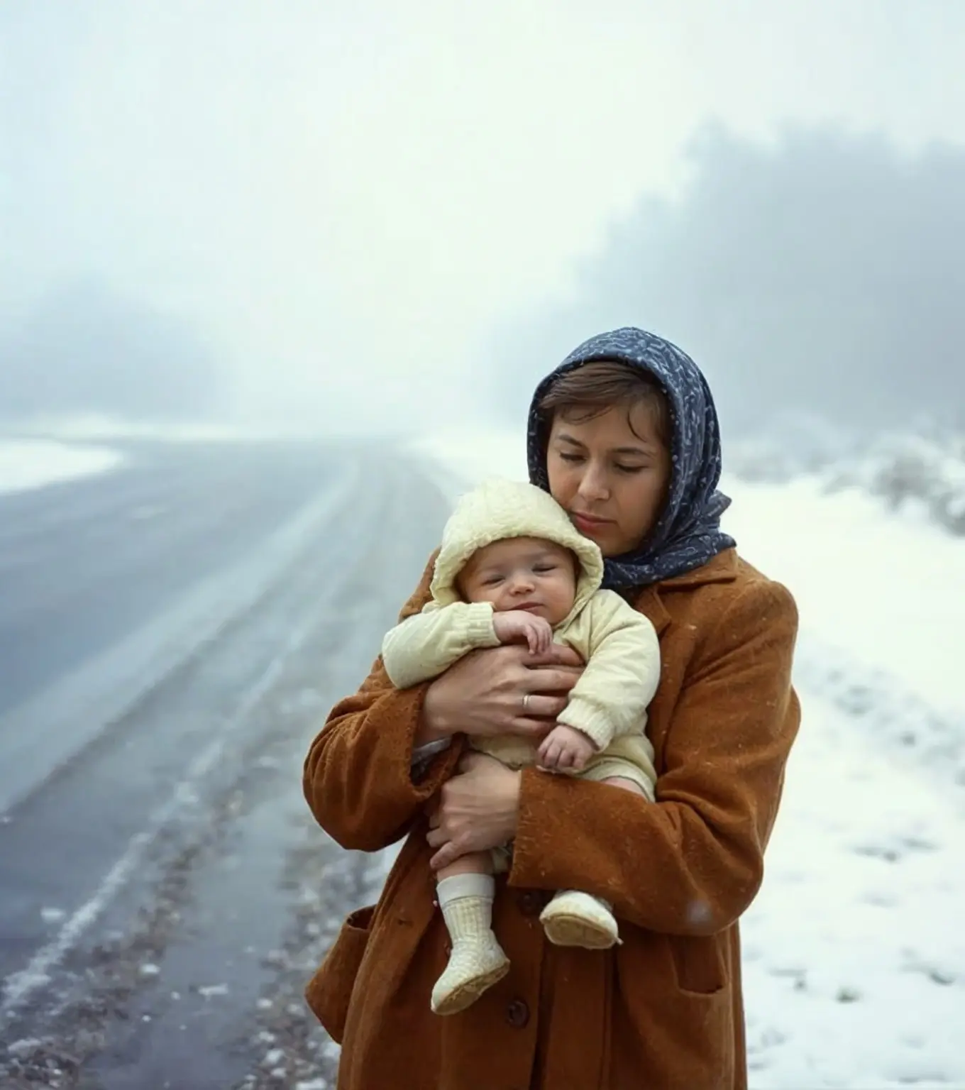 “I need to get to the hospital, but I have nothing to pay for the journey…” whispered the frozen woman with a child in her arms.