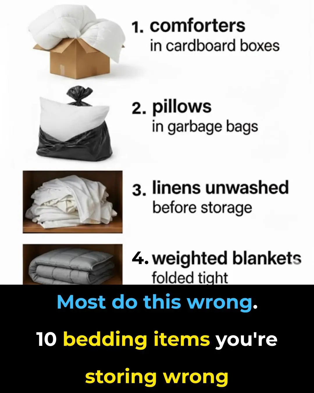Most do this wrong. 10 bedding items you’re storing wrong