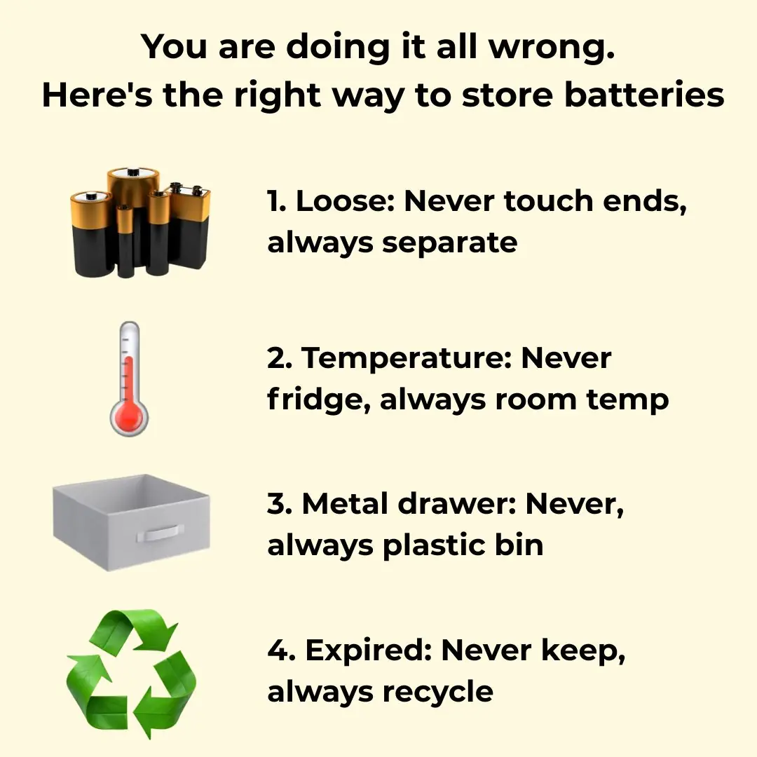 You are doing it all wrong. Here’s the right way to store batteries