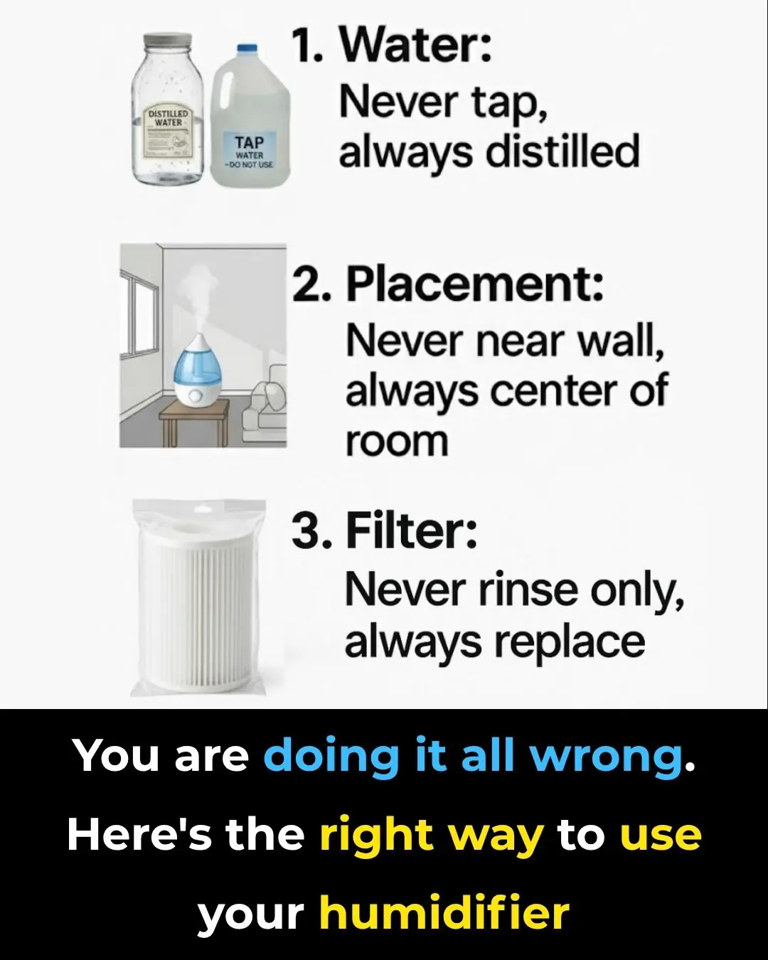You are doing it all wrong. Here’s the right way to use your humidifier