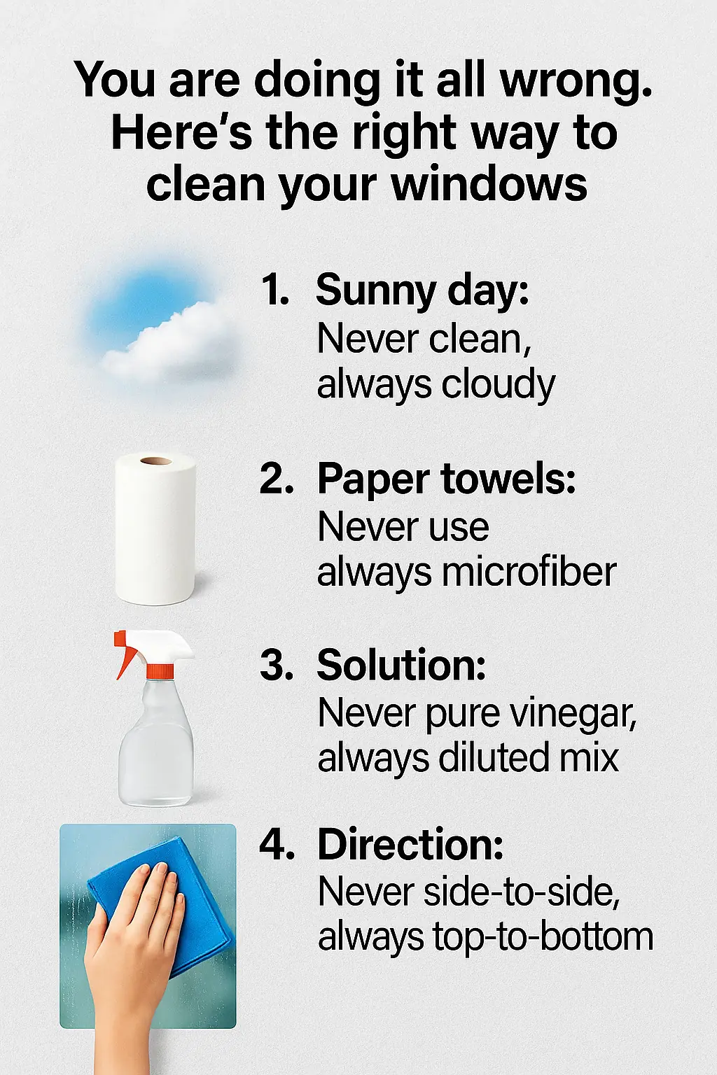 You are doing it all wrong. Here's the right way to clean your windows