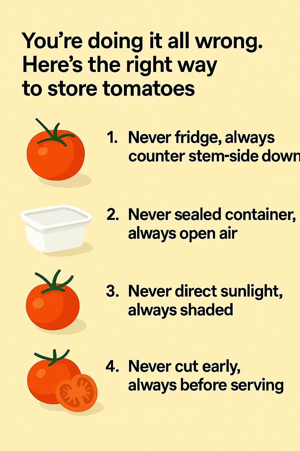 You're doing it all wrong. Here’s the right way to store tomatoes