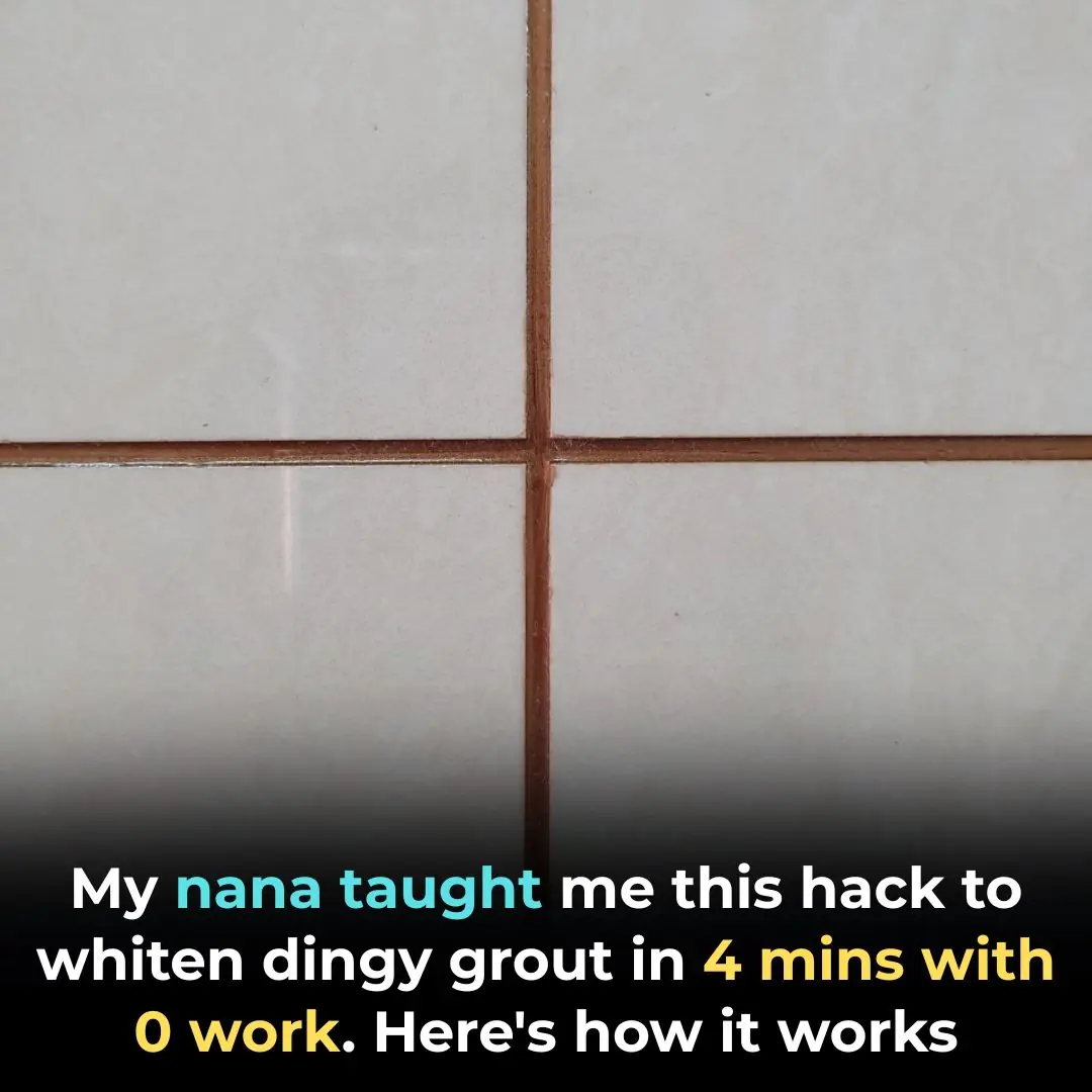 My nana taught me this hack to whiten dingy grout in 4 mins with 0 work. Here’s how it works