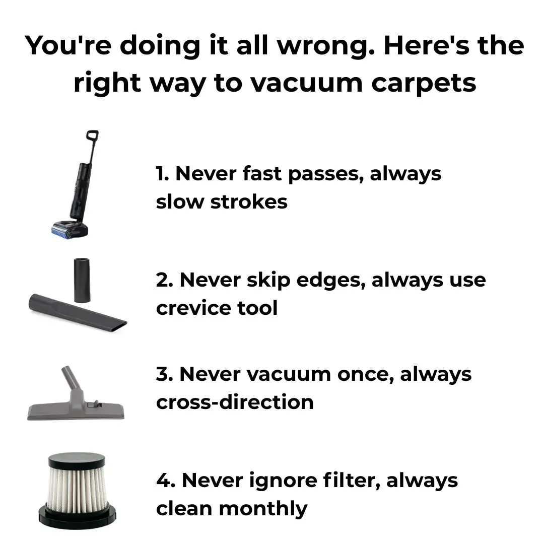 You’re doing it all wrong. Here’s the right way to vacuum carpets