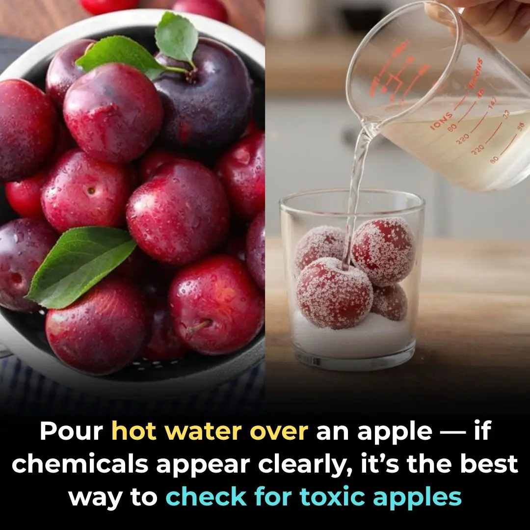 Pour hot water over the apple