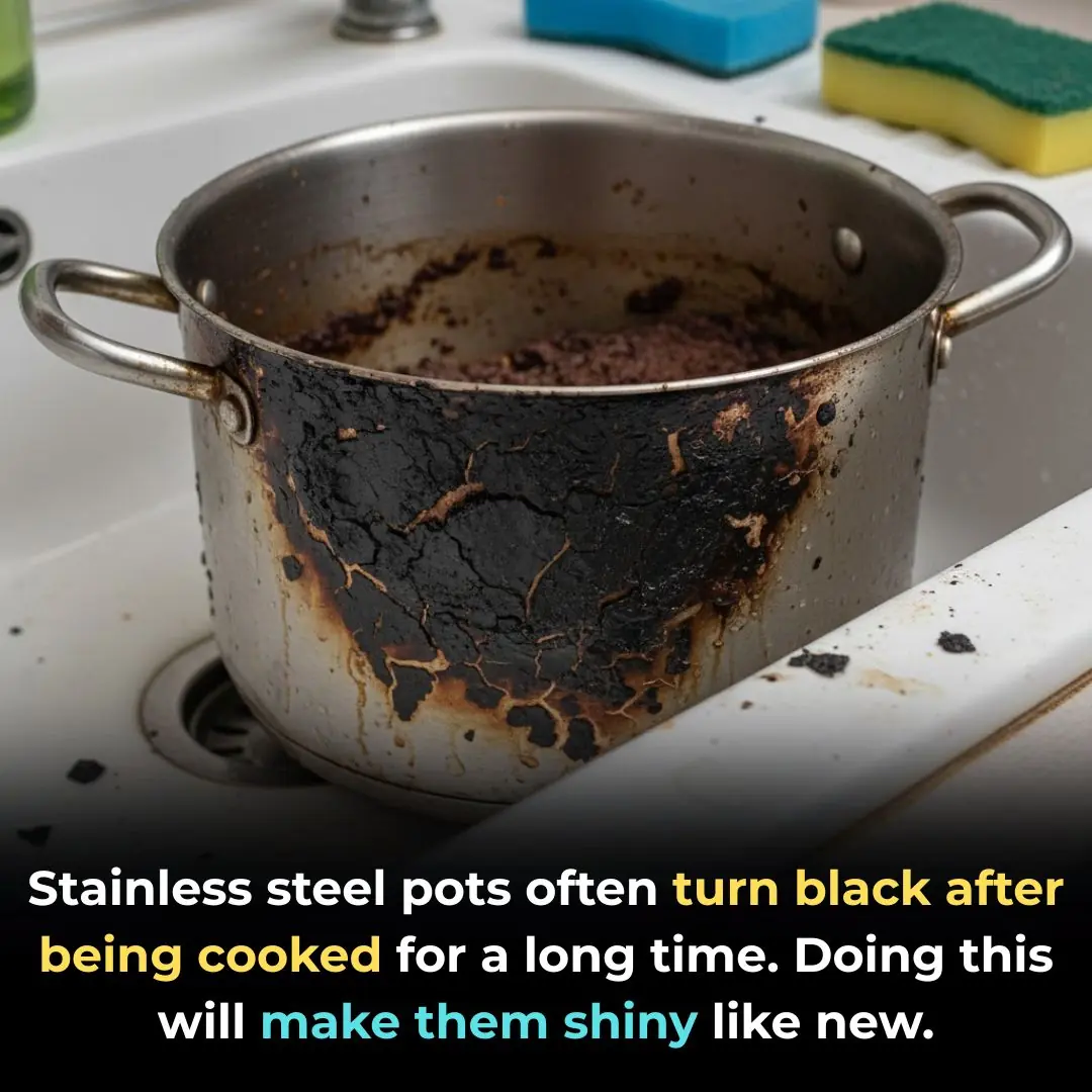 Stainless steel pots often turn black after being cooked for a long time. Doing this will make them shiny like new.