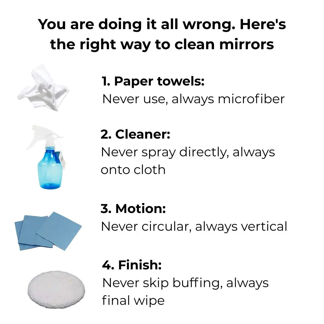 You are doing it all wrong. Here's the right way to clean mirrors