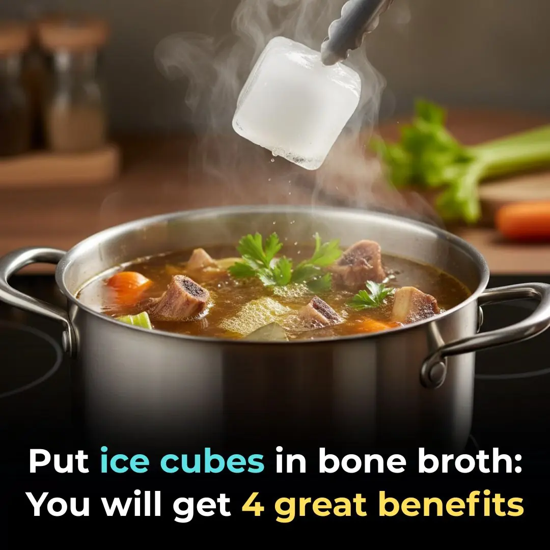Add ice cubes to the bone broth