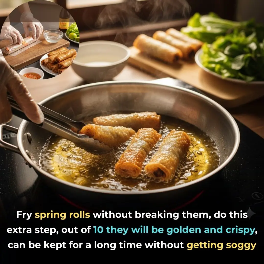 Fry spring rolls without breaking them, do this extra step, out of 10 they will be golden and crispy, can be kept for a long time without getting soggy