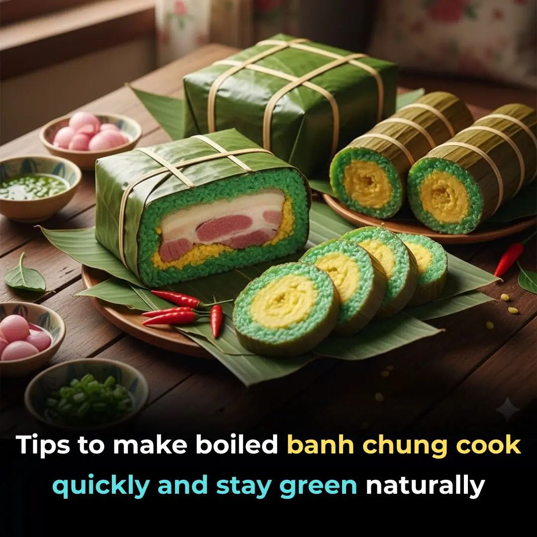 Tips to make boiled banh chung cook quickly and stay green naturally