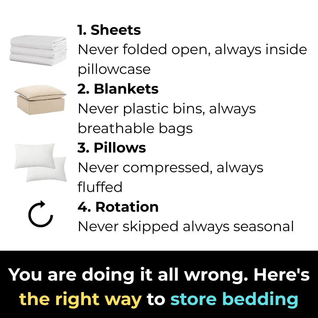 You are doing it all wrong. Here's the right way to store bedding