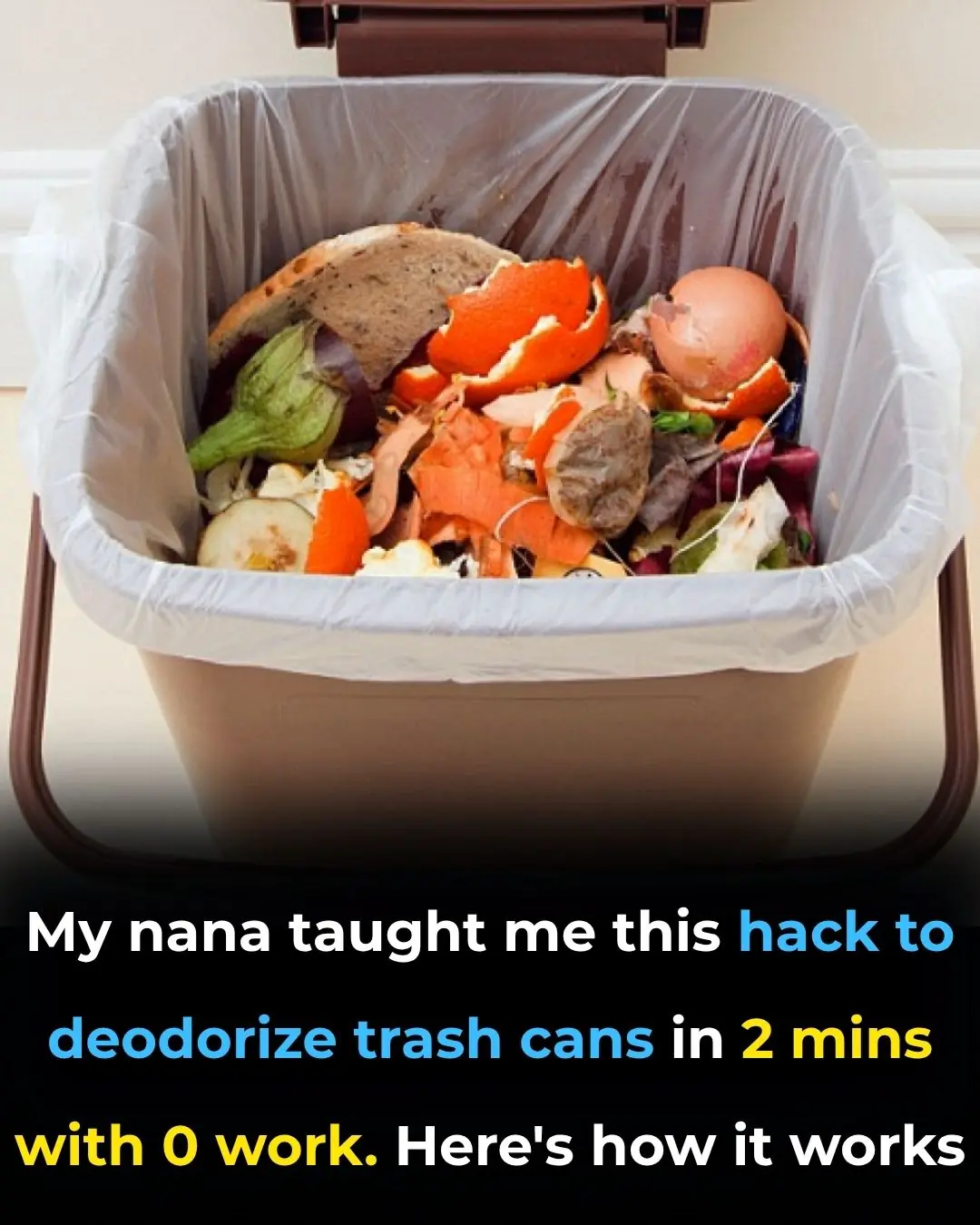 My nana taught me this hack to deodorize trash cans in 2 mins with 0 work. Here’s how it works