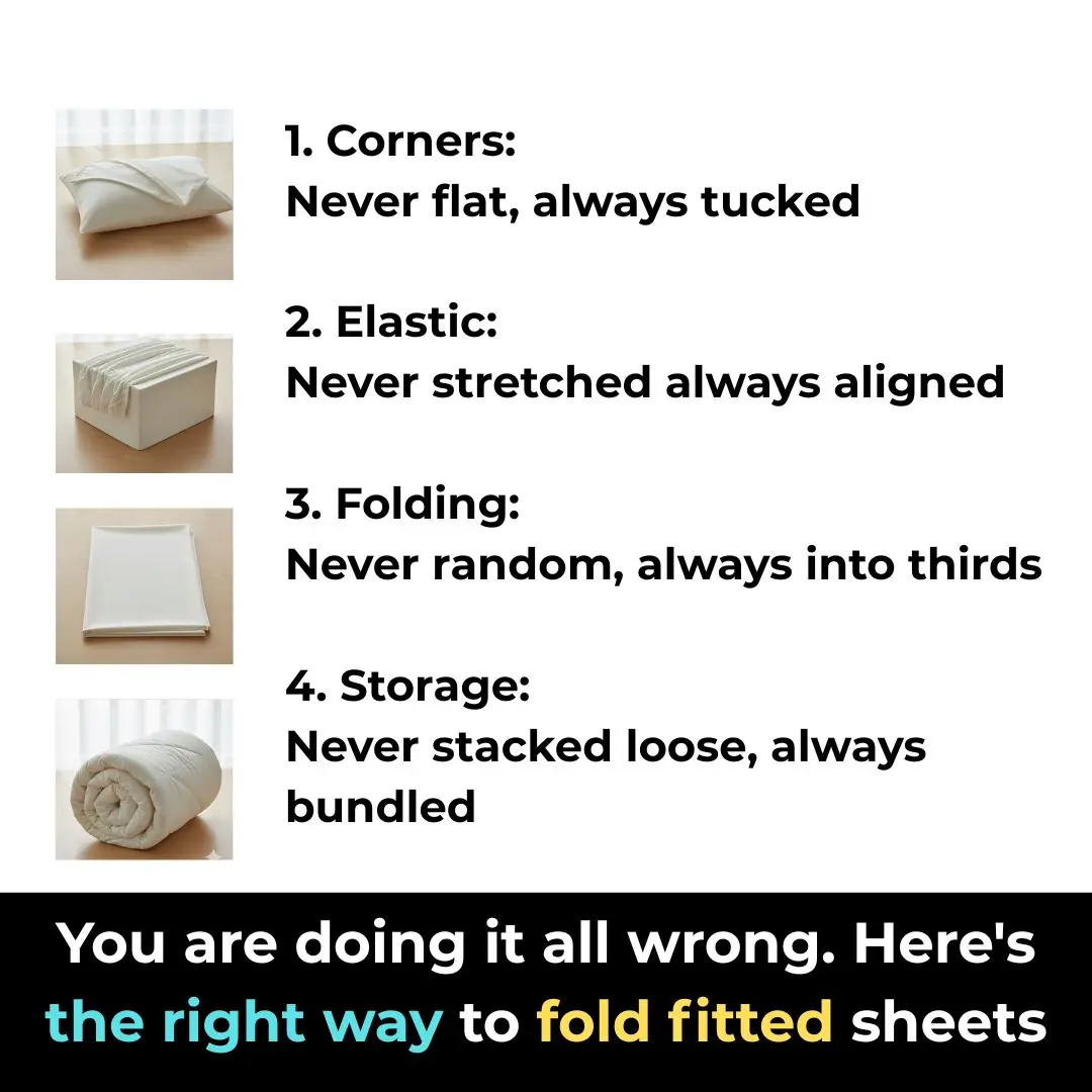 You are doing it all wrong. Here's the right way to fold fitted sheets