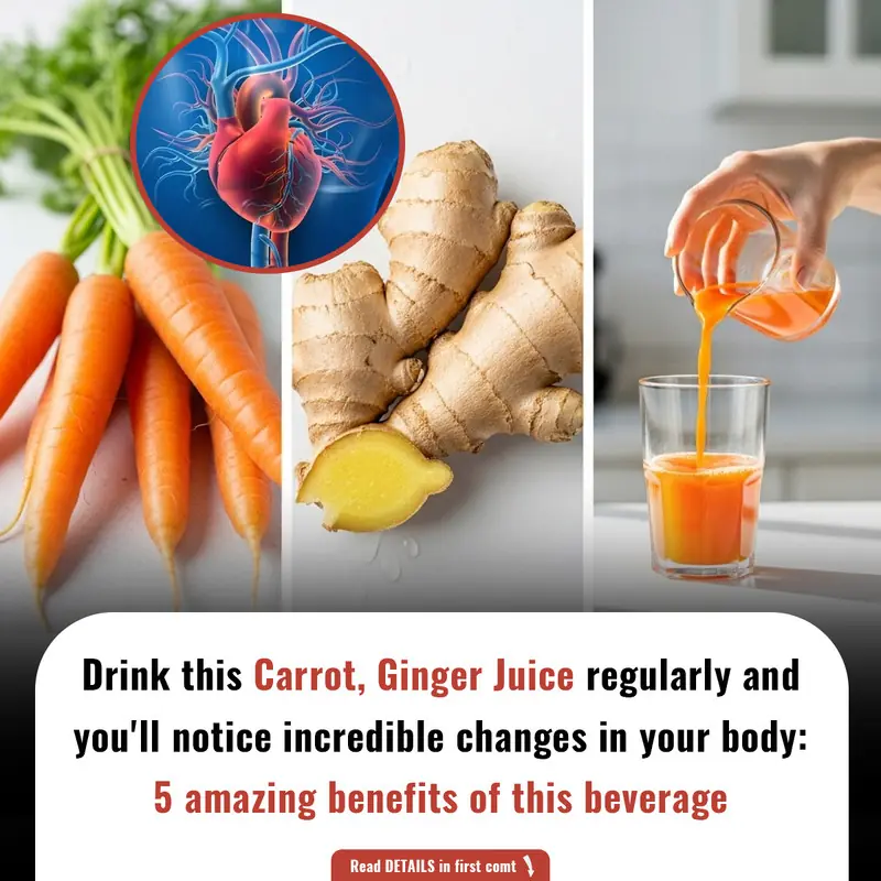 Carrot, Ginger Juice Recipe Drink this regularly and you'll notice incredible changes in your body: 5 amazing benefits of this beverage 👇
