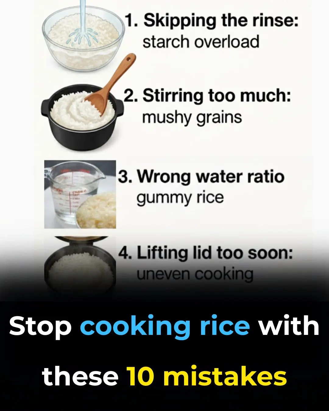 Stop cooking rice with these 10 mistakes