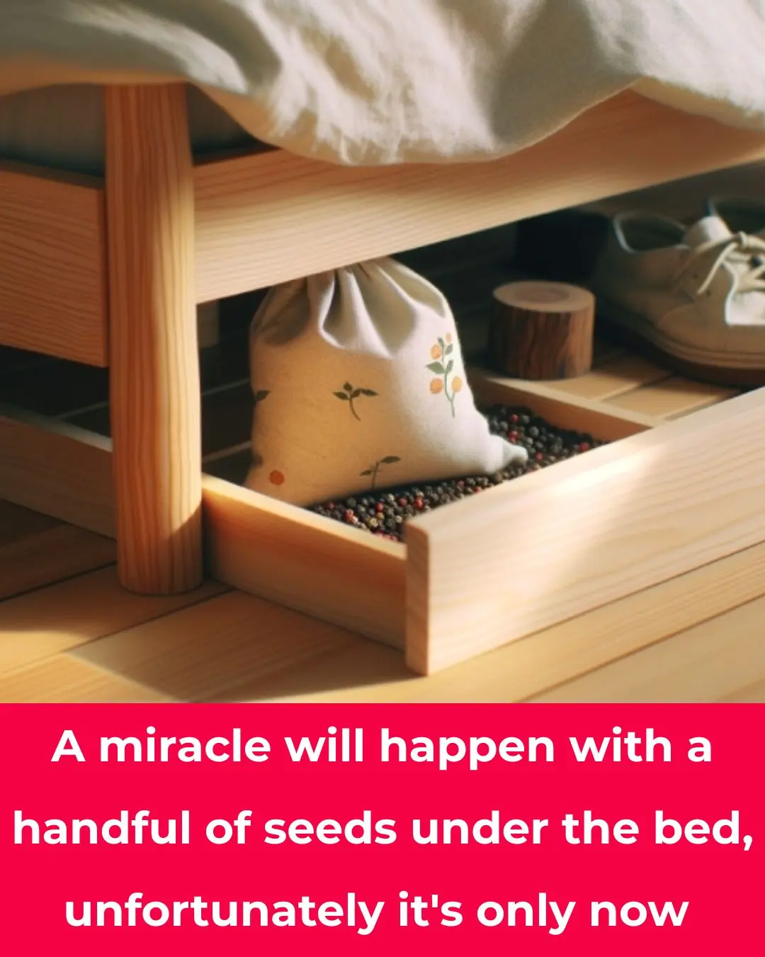 A miracle will happen with a handful of seeds under the bed, unfortunately it's just now