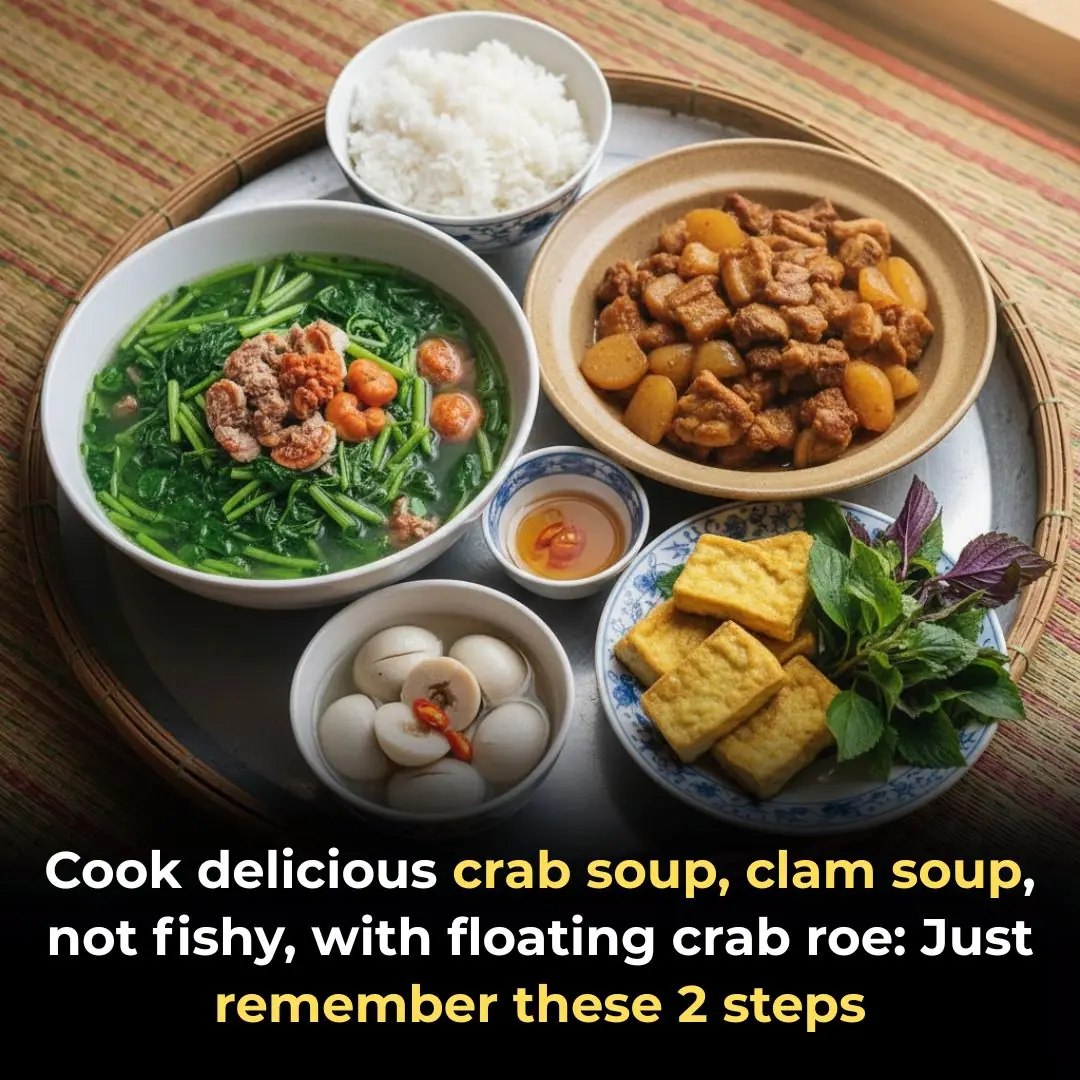 Cook delicious crab soup, clam soup, not fishy, with floating crab roe: Just remember these 2 steps